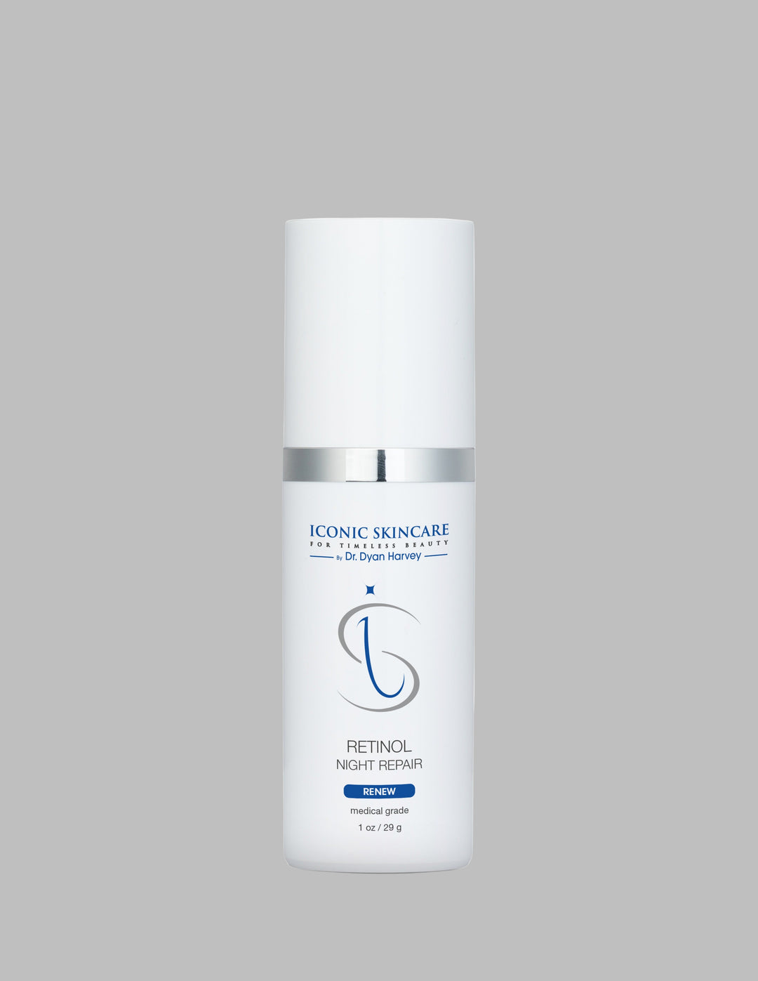 Skincare bottle labeled 'Iconic Skincare' on a white background