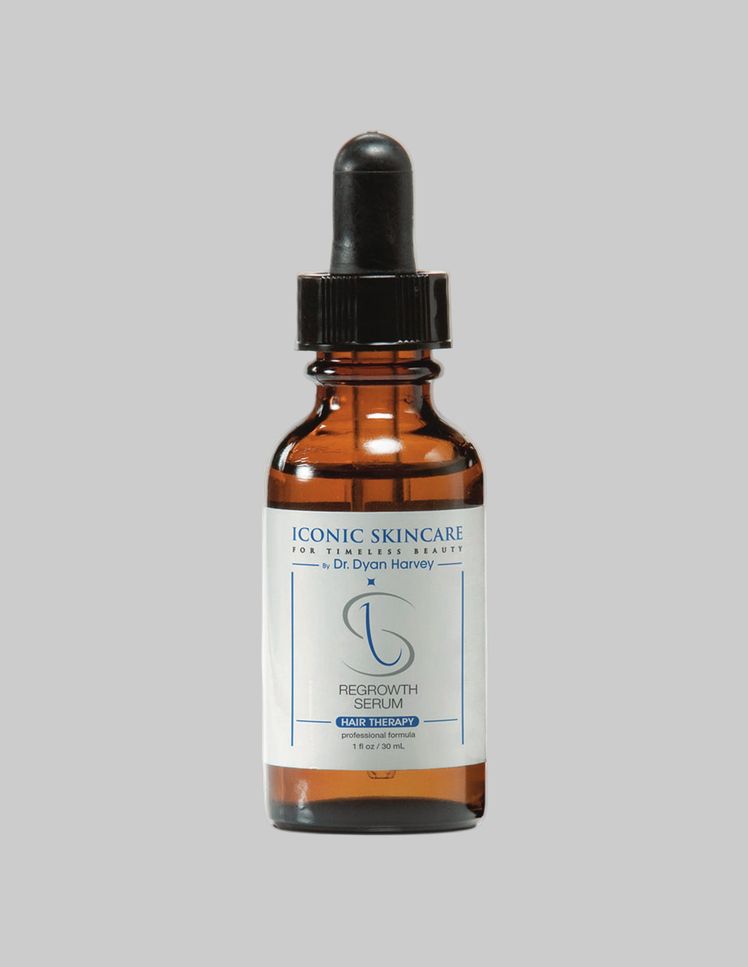 Regrowth Serum Bottle of Iconic Skincare Regrowth Serum on a white background